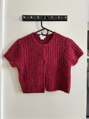 Short-Sleeve Knit Cardigan - Magenta
